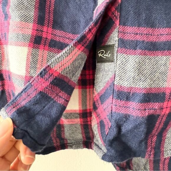 Rails Hunter Flannel Plaid Button Shirt Regent Taffy White Size XS - Picture 4 of 6